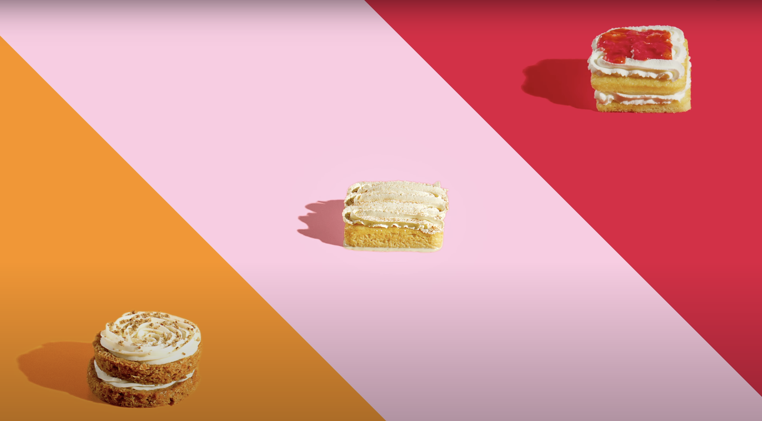 Crumbl desserts arranged on bold colored backgrounds